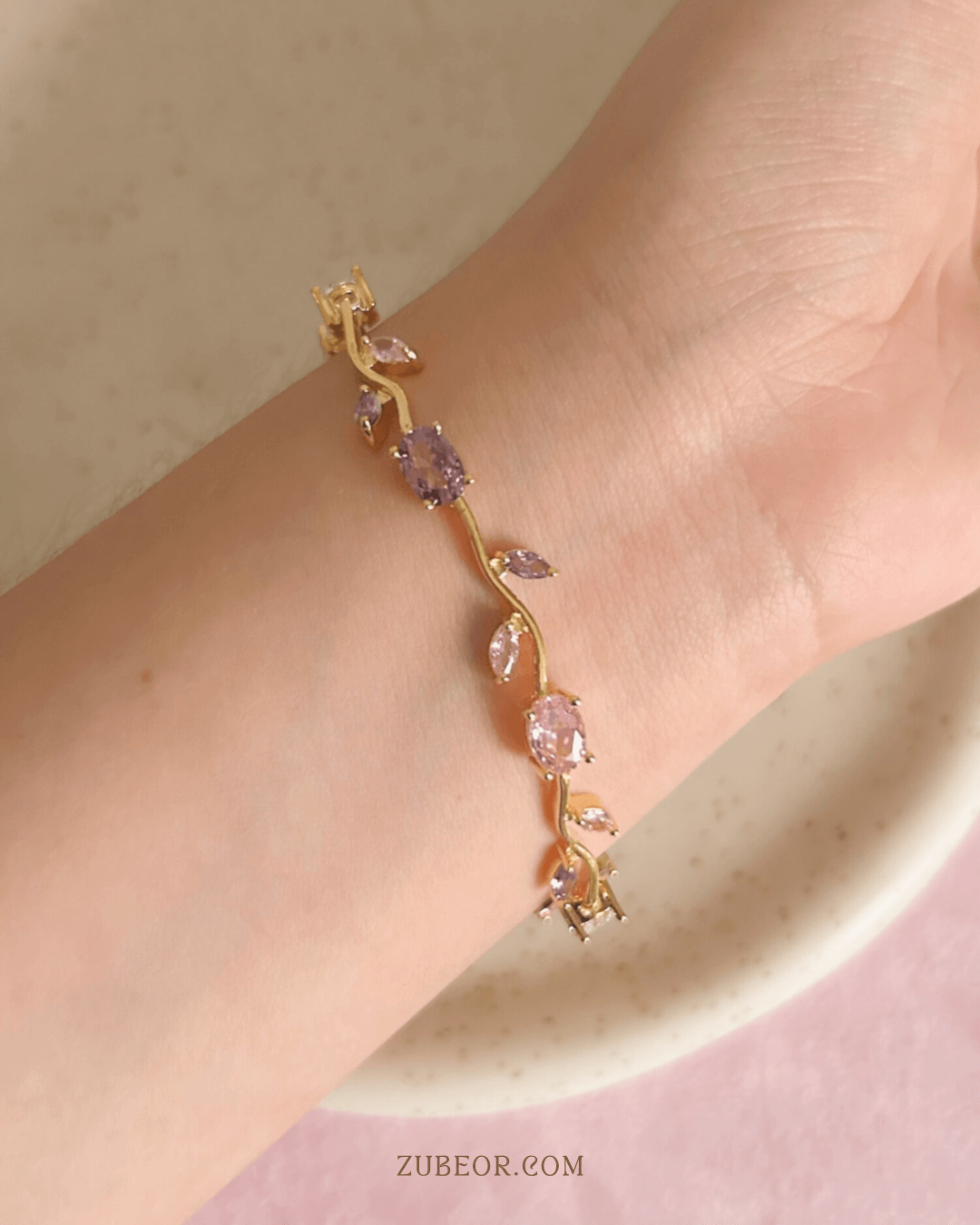 Pulsera tulipanes morados y rosa 4