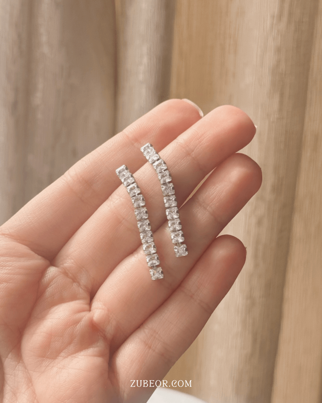 Aretes cristales plateado 3
