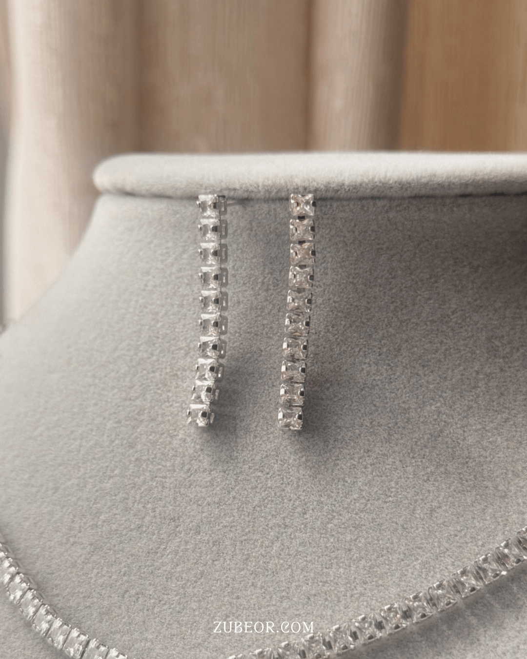 Aretes cristales plateado 2