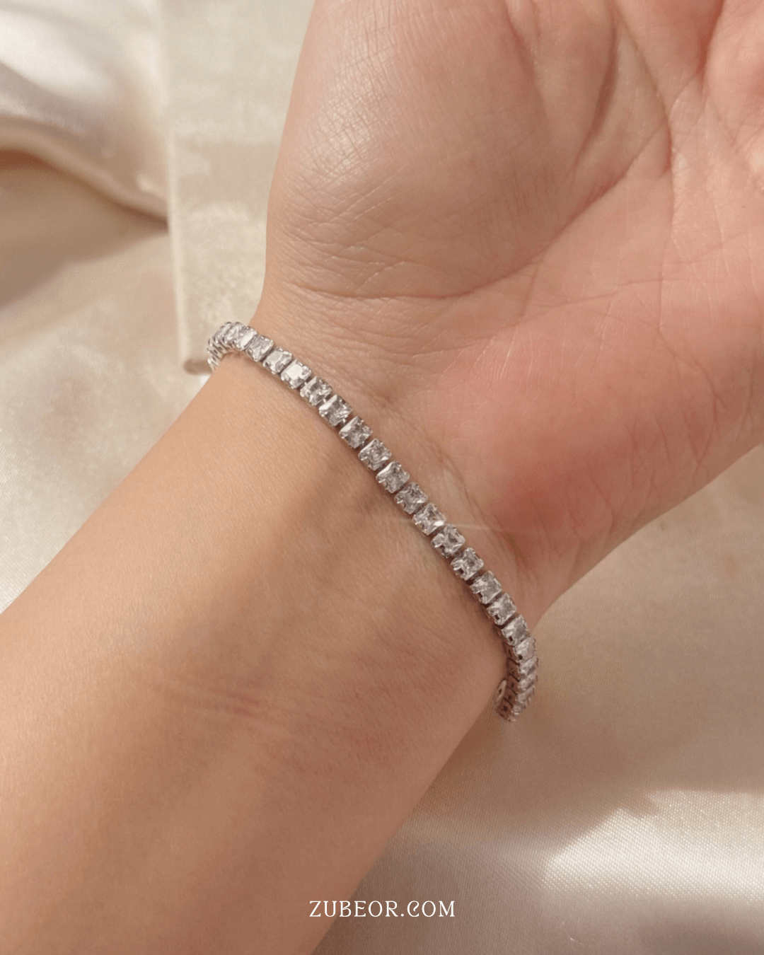 Pulsera cristales plateado 2