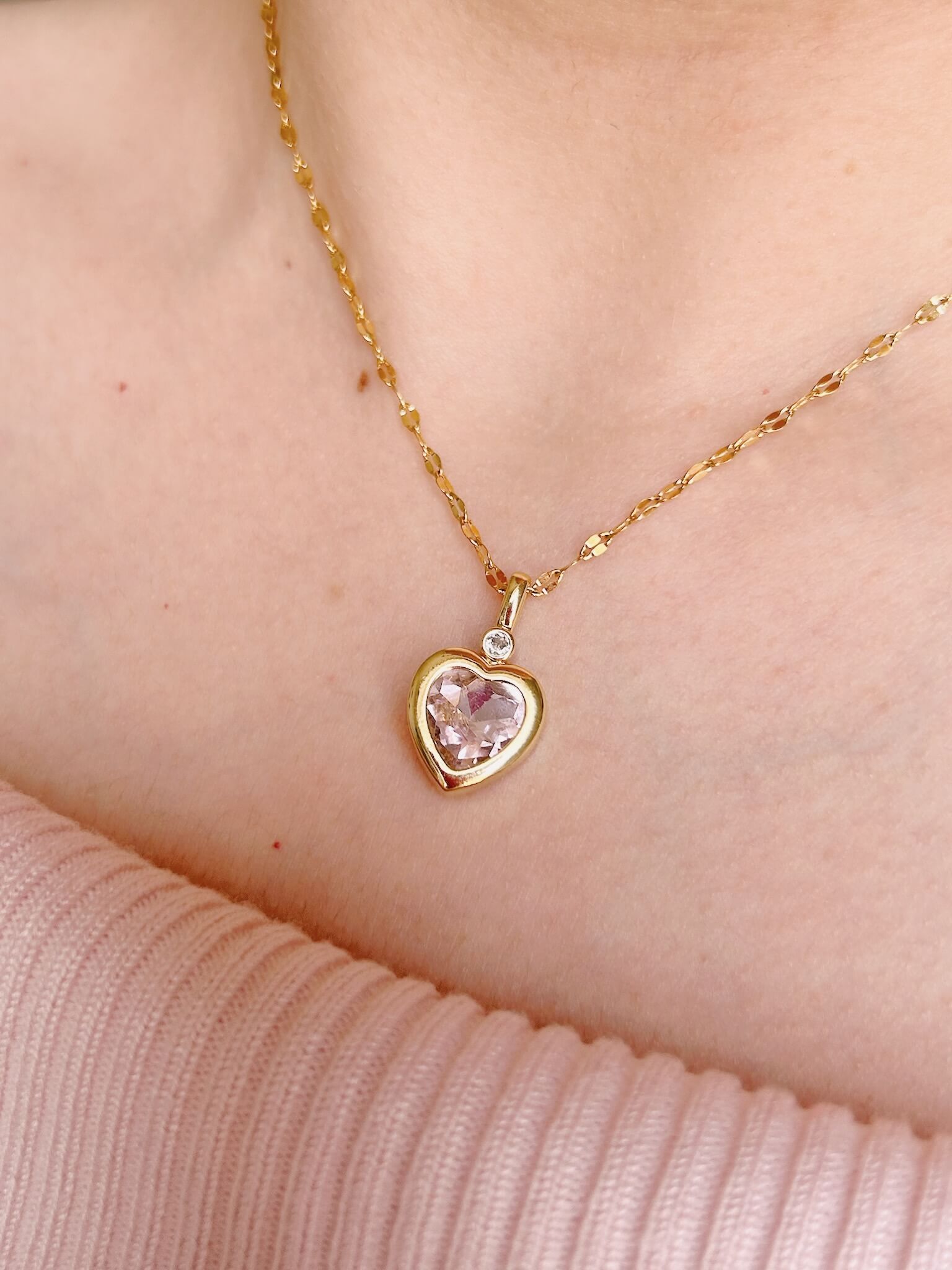 Cadena corazón rosa 3