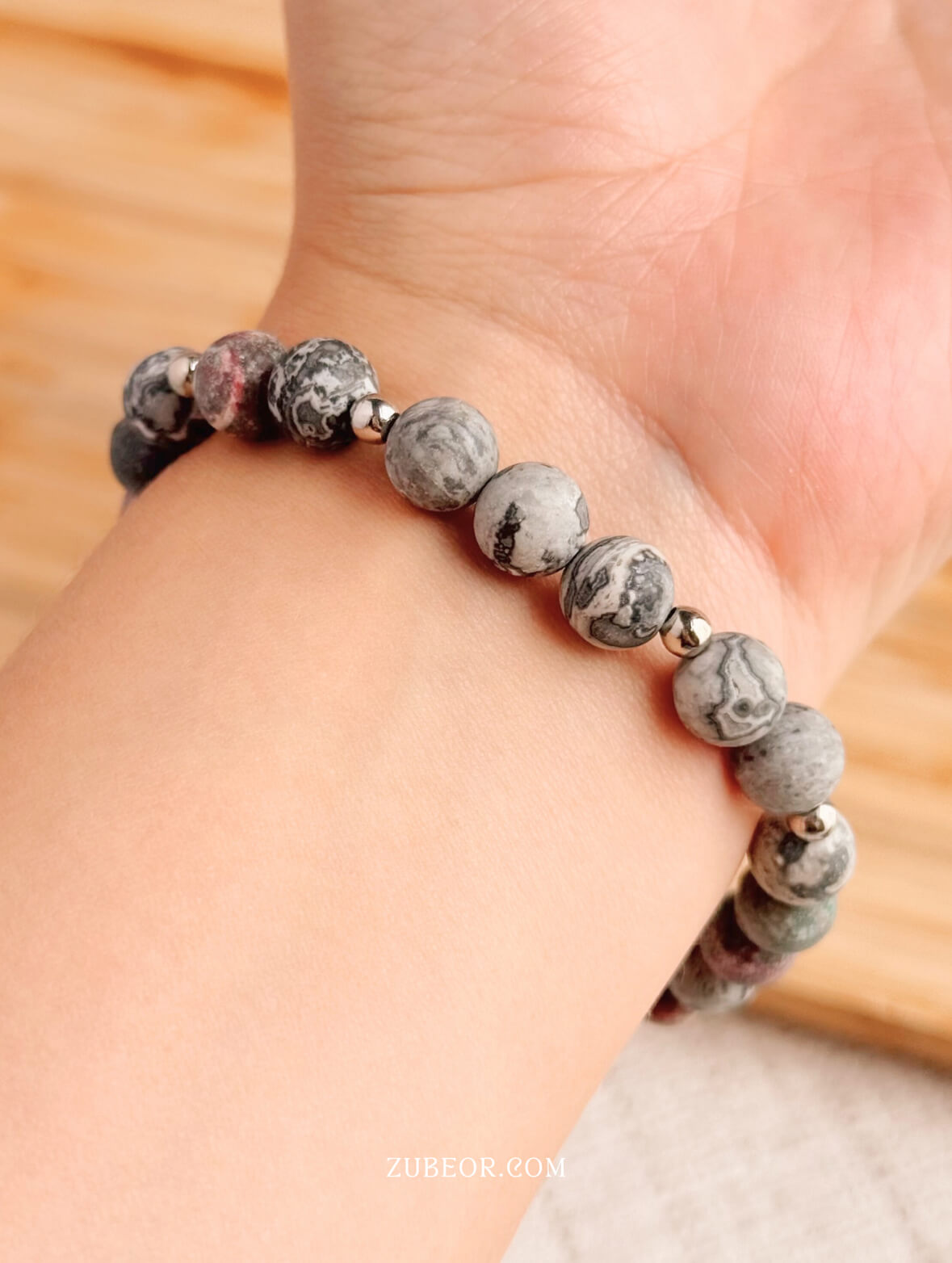 Pulsera piedra tonos grises 4