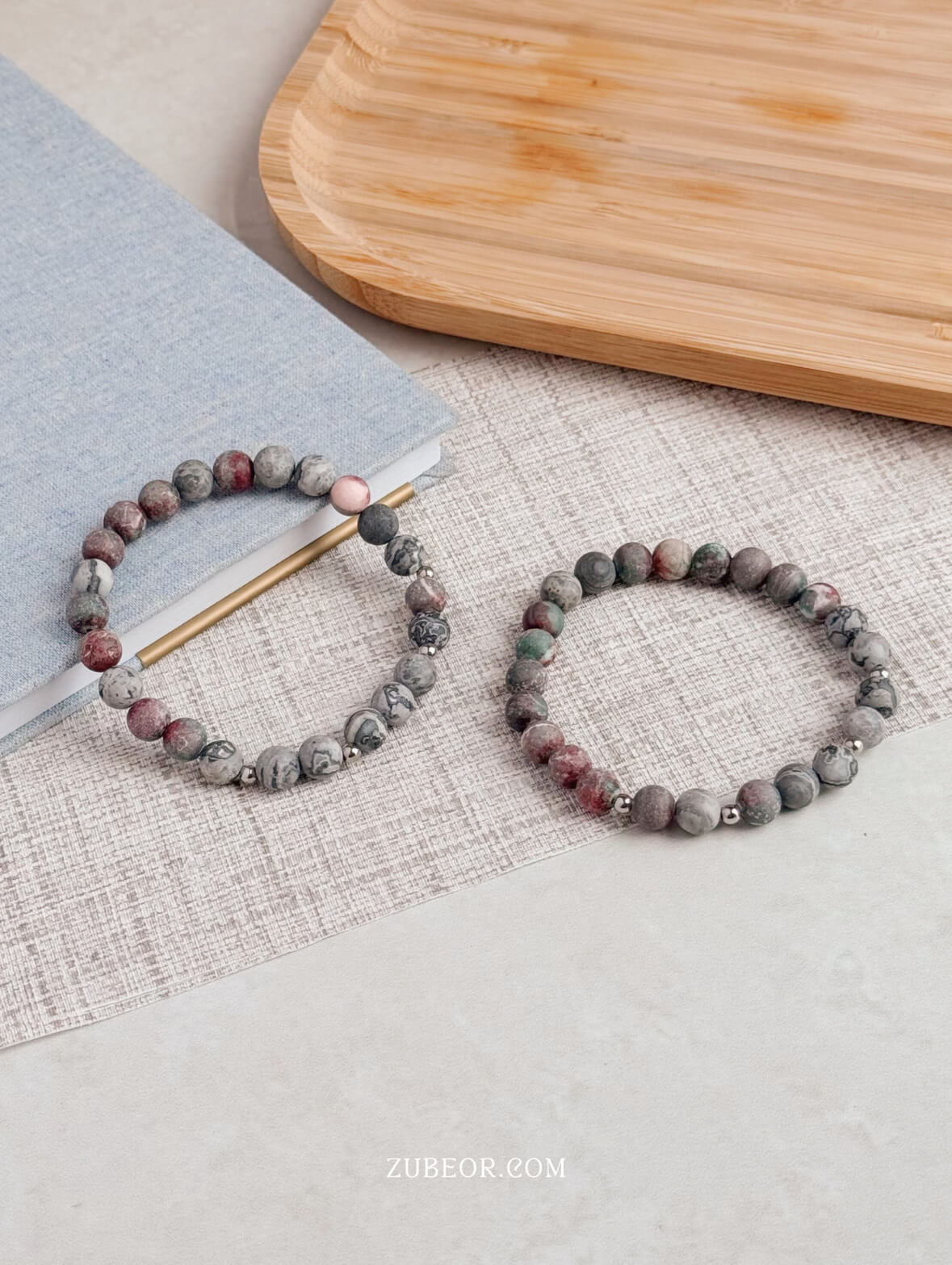 Pulsera piedra tonos grises 3
