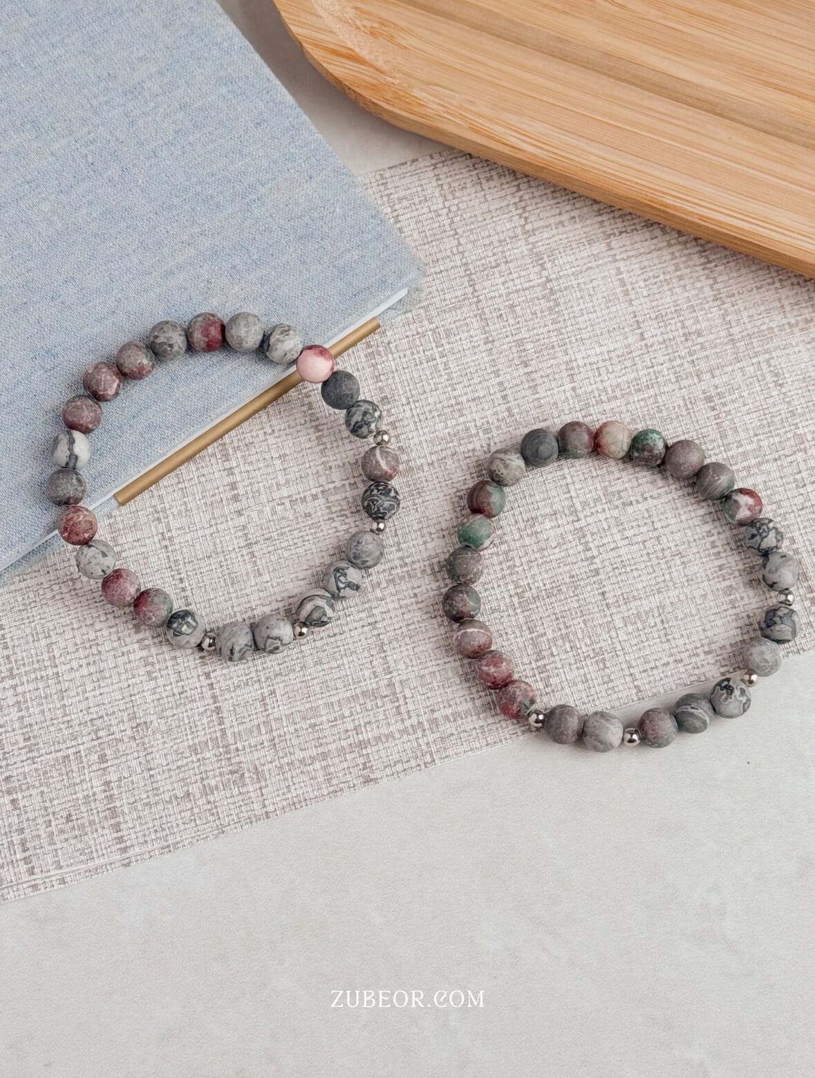 Pulsera piedra tonos grises 2