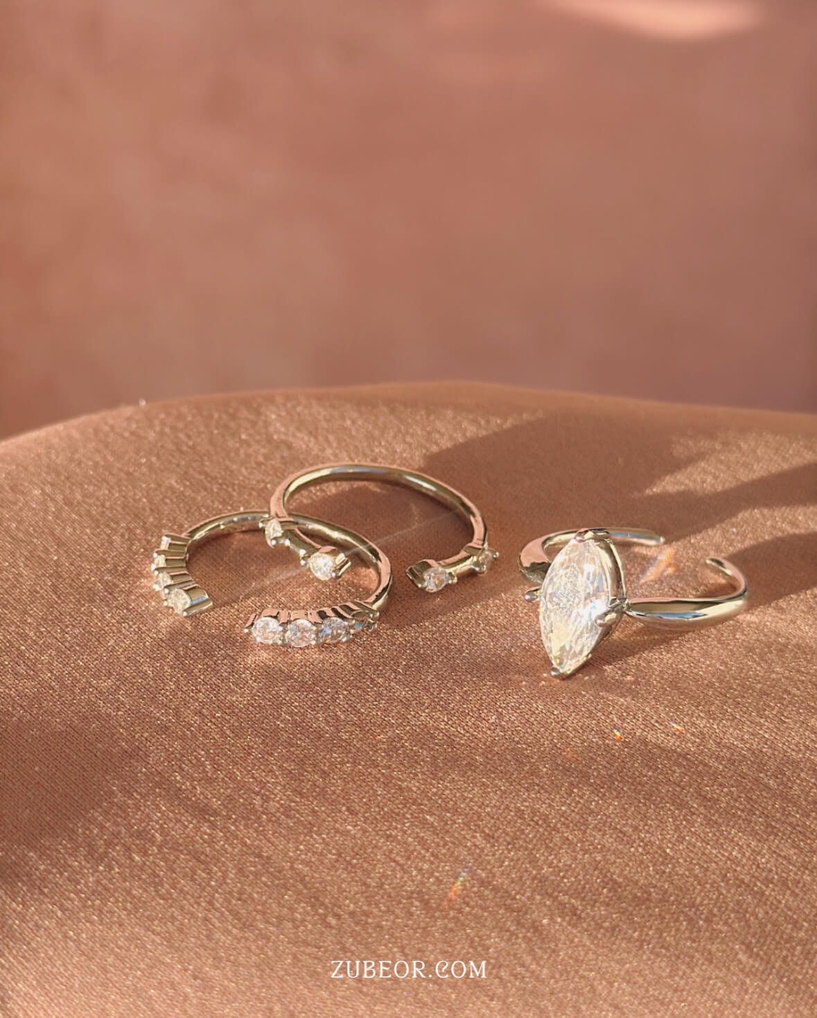 Set de 3 anillos cristal 4
