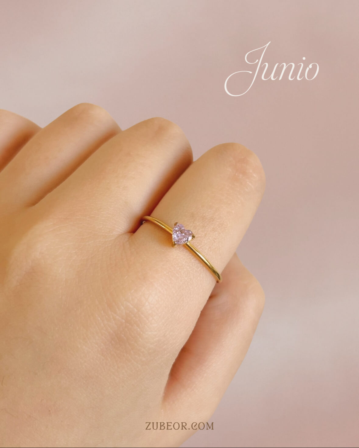 Anillo corazón gema de nacimiento 9