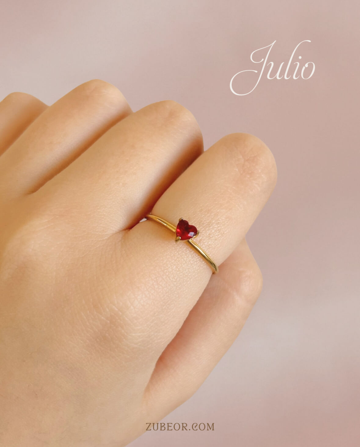 Anillo corazón gema de nacimiento 10