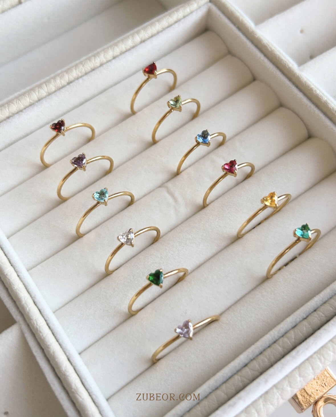 Anillo corazón gema de nacimiento 16