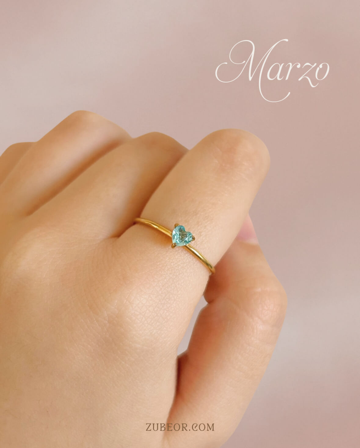 Anillo corazón gema de nacimiento 6