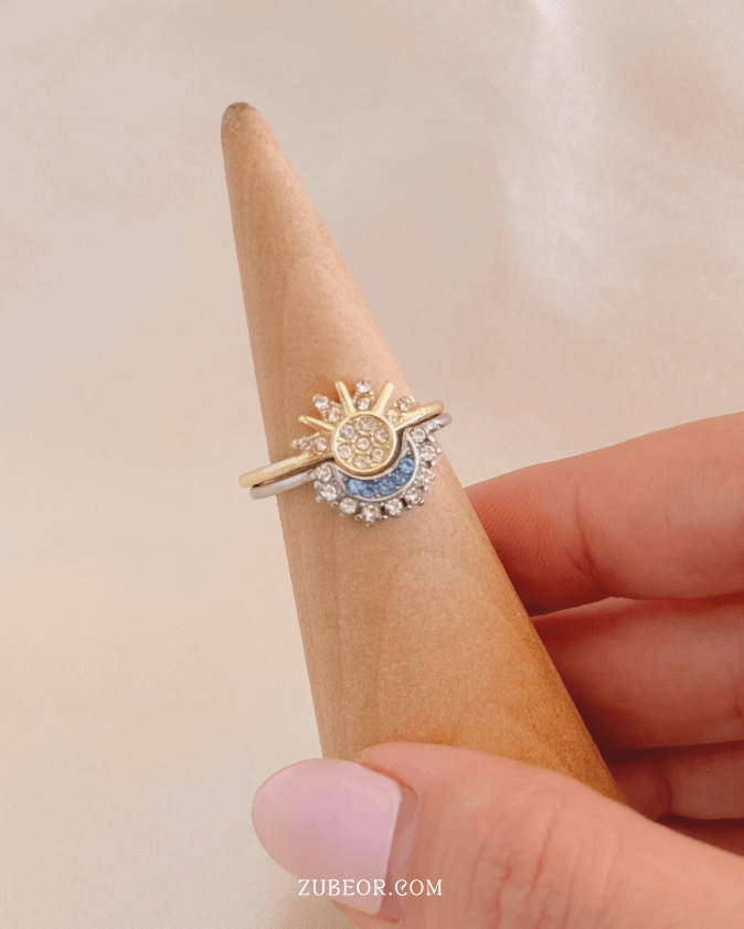 Set de anillos sol y luna cristal 2