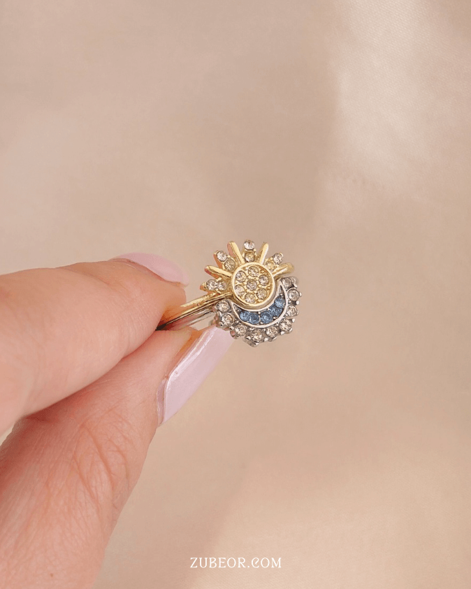 Set de anillos sol y luna cristal 7