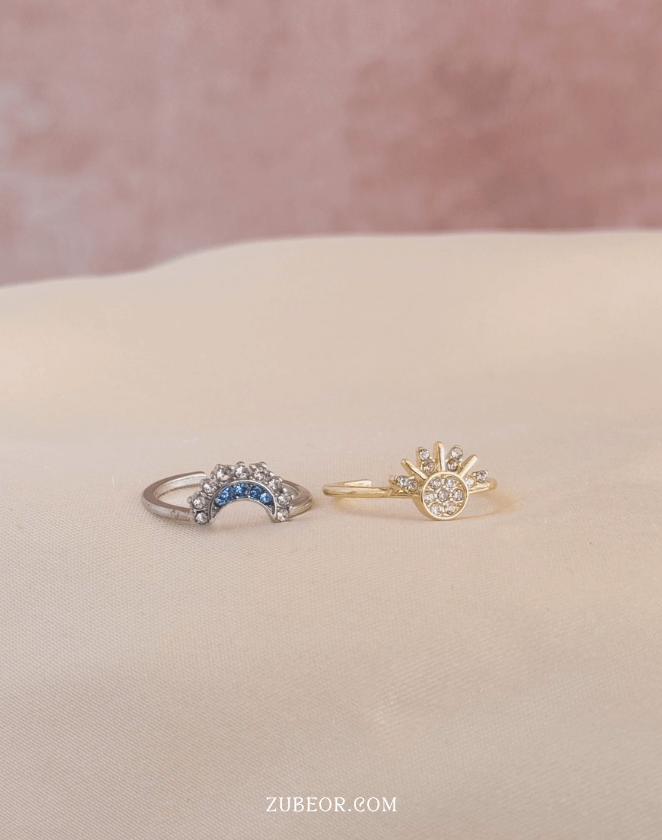 Set de anillos sol y luna cristal 8