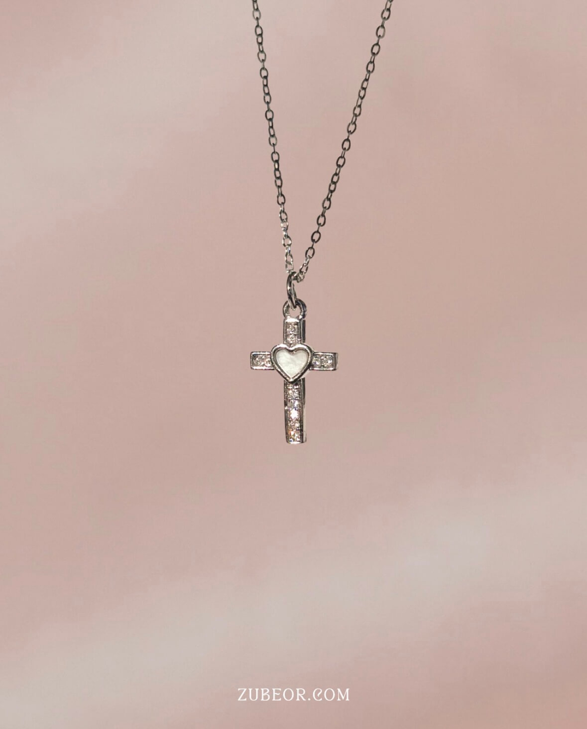 Cadena cruz corazón ópalo 2
