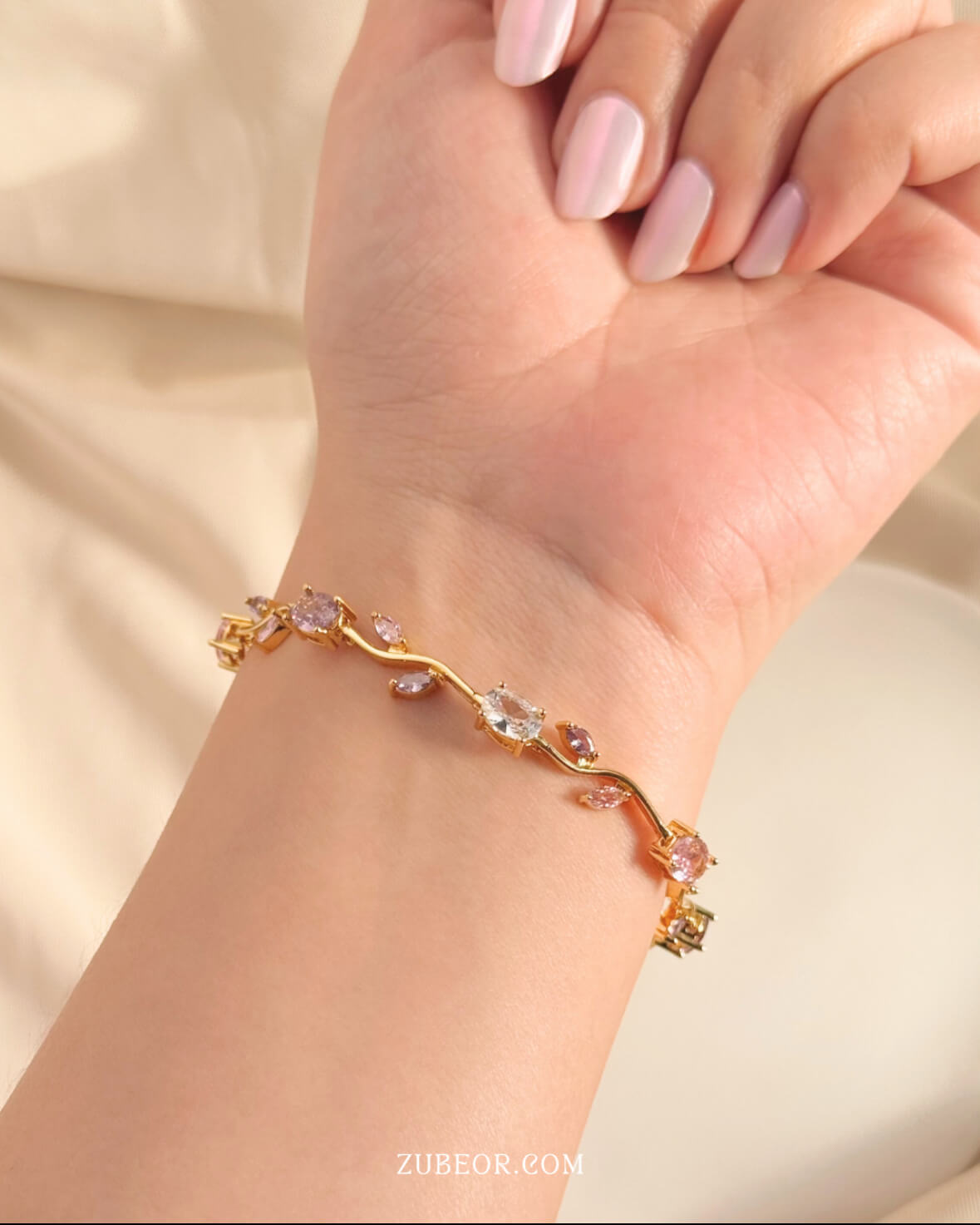 Pulsera tulipanes morados y rosa 2