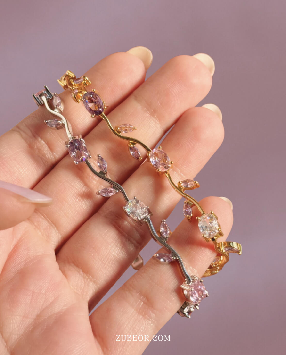 Pulsera tulipanes morados y rosa 3