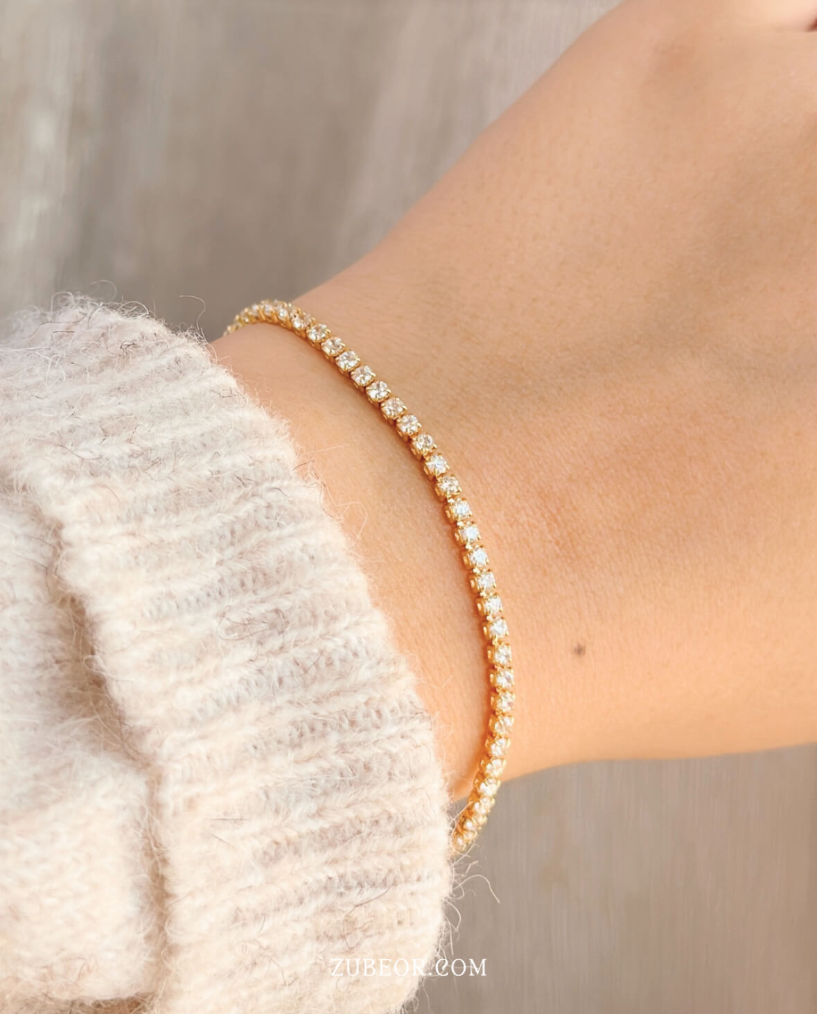 Pulsera dorado cristales blanco 2