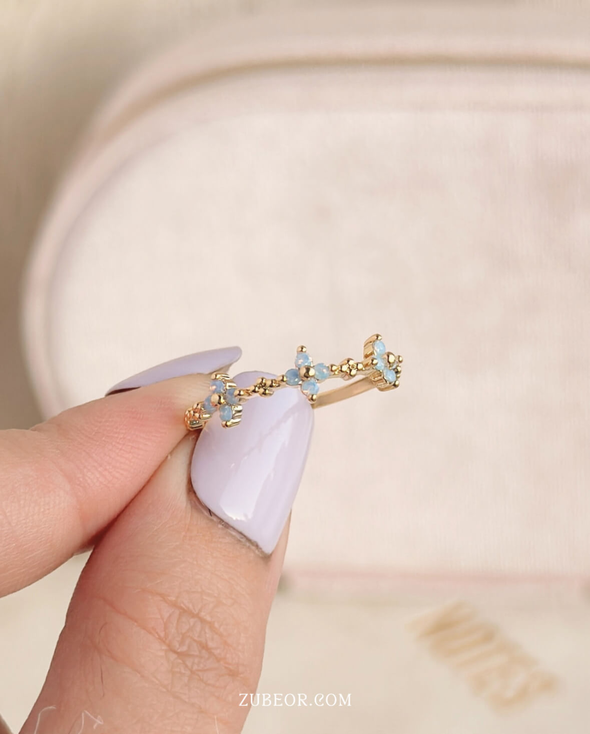 Anillo hortensia azul 3