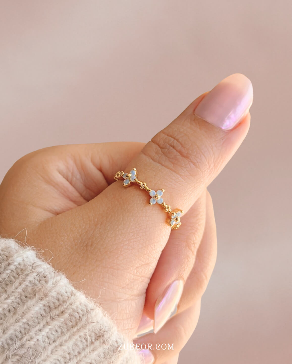 Anillo hortensia azul 2