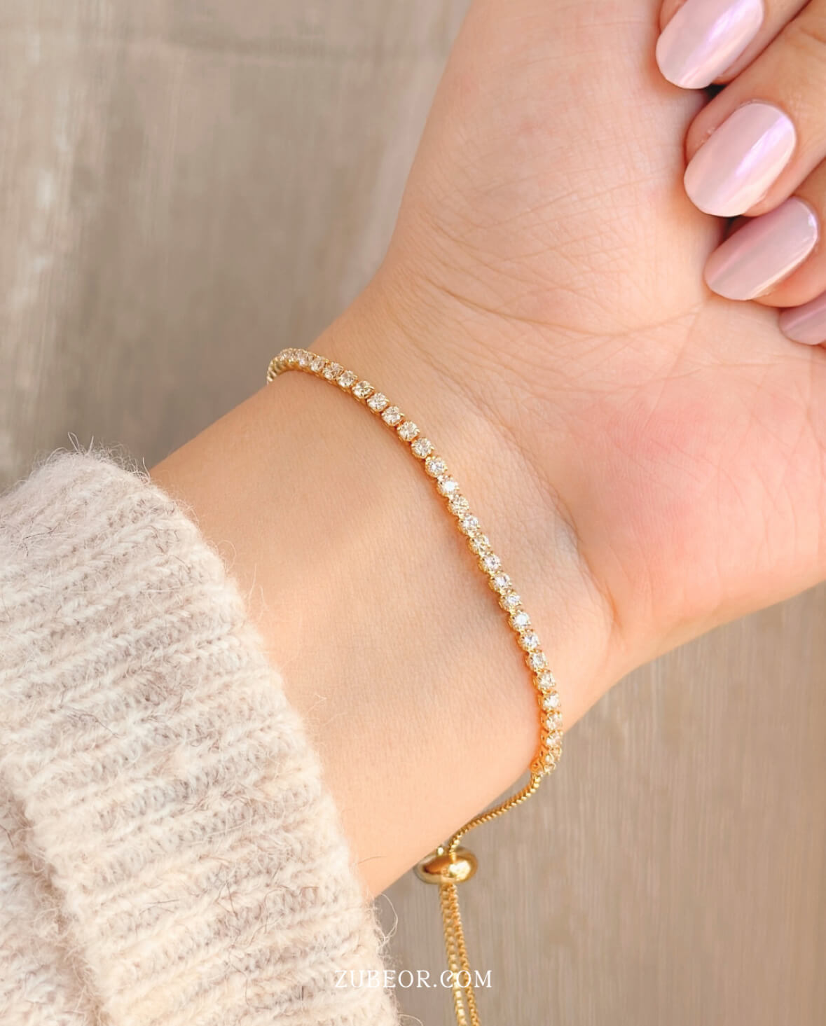 Pulsera dorado cristales blanco 4