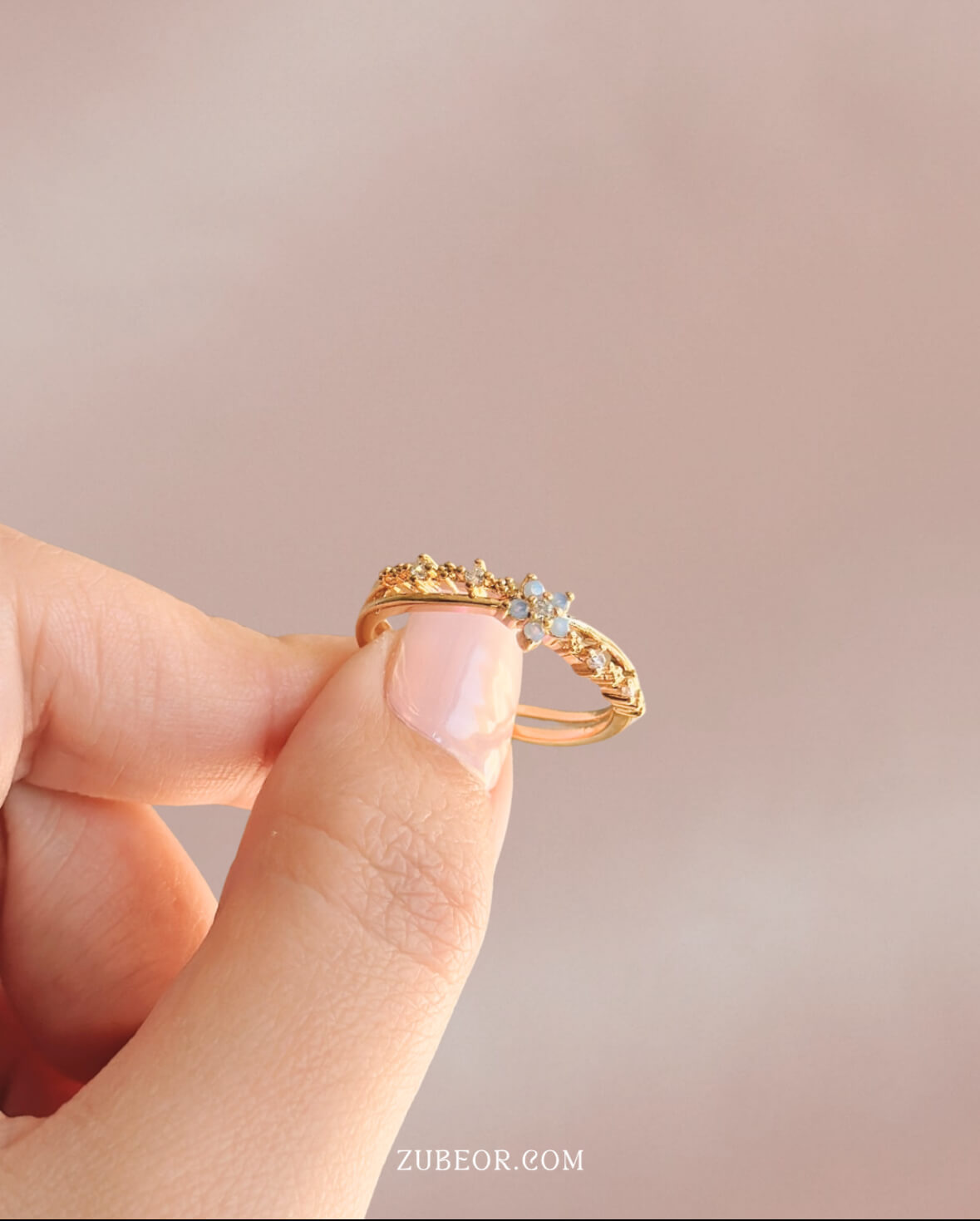 Anillo flor celeste 2