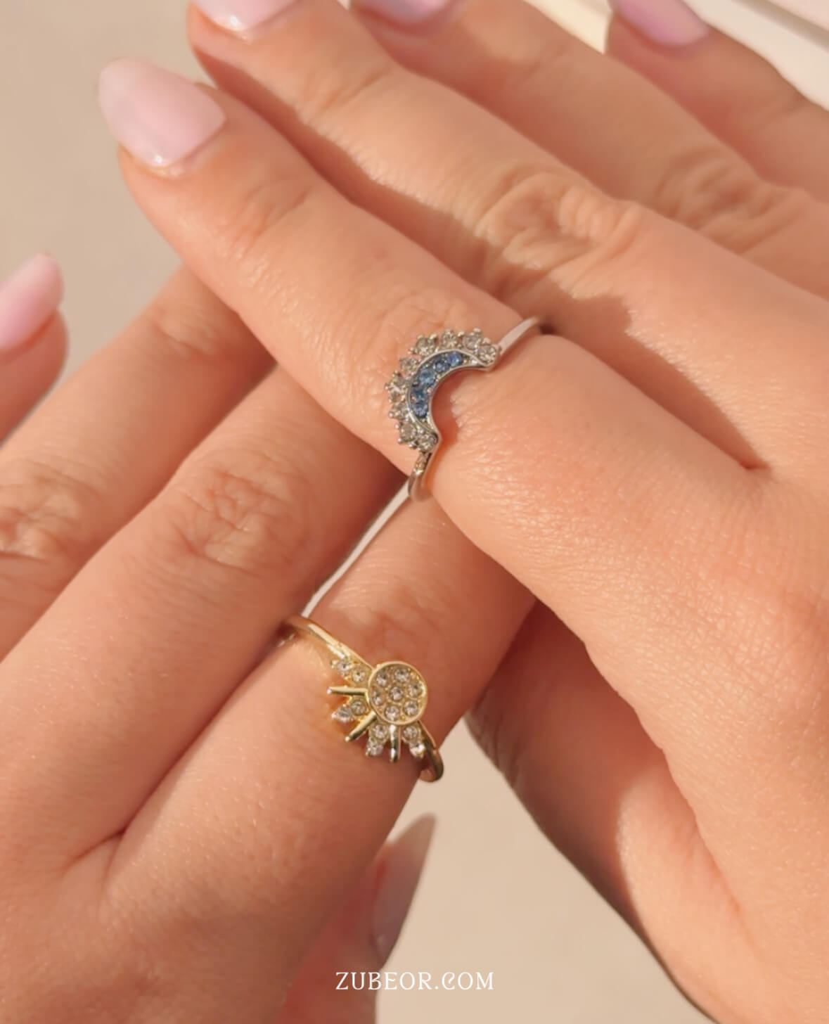 Set de anillos sol y luna cristal 4