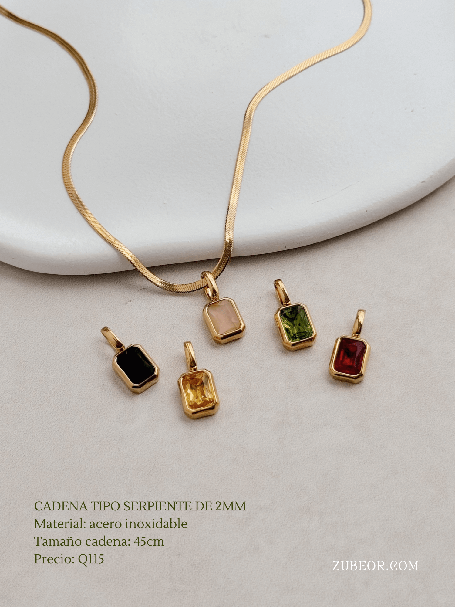 Cadena dije rectangular de colores 4