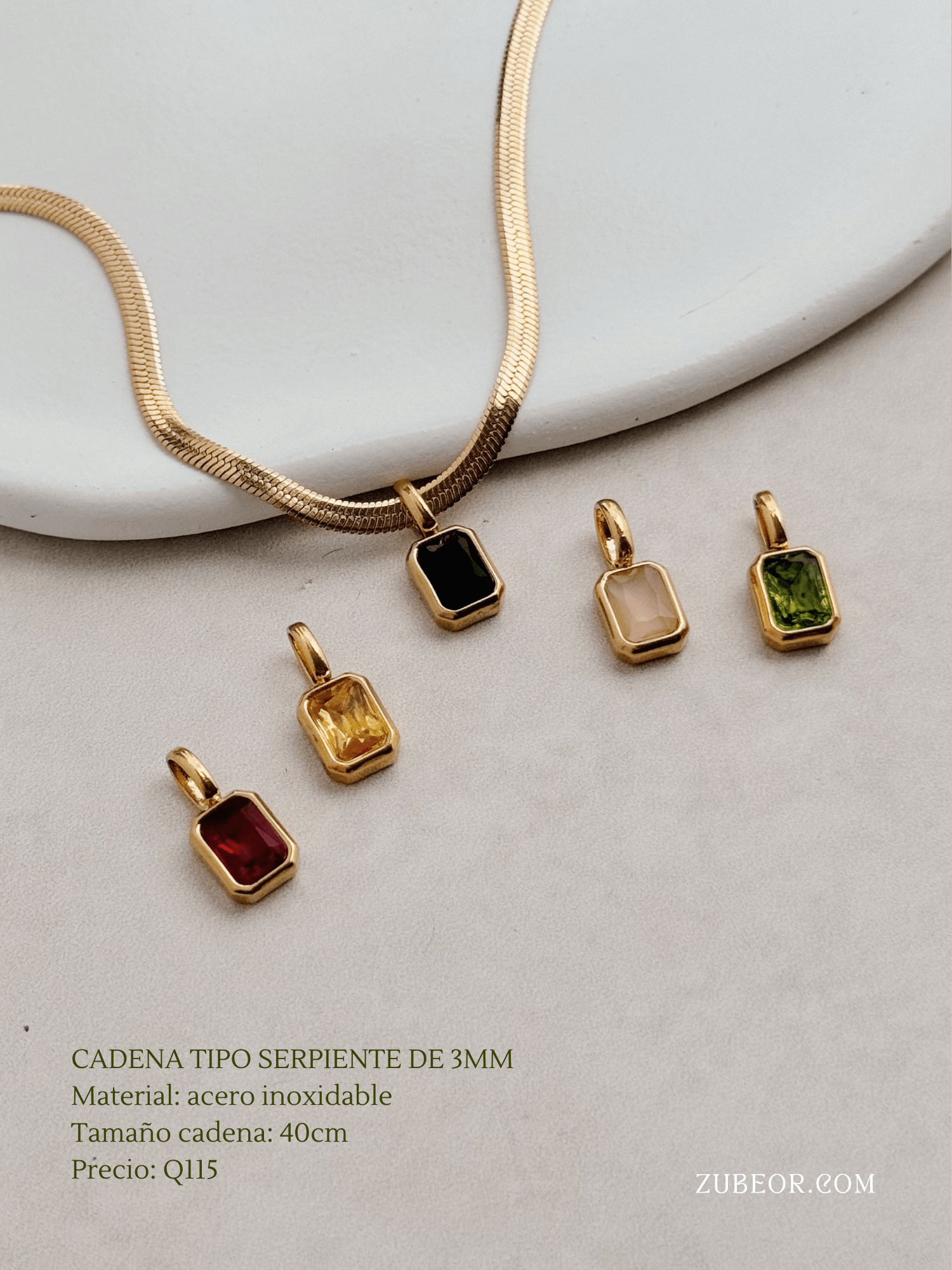 Cadena dije rectangular de colores 6