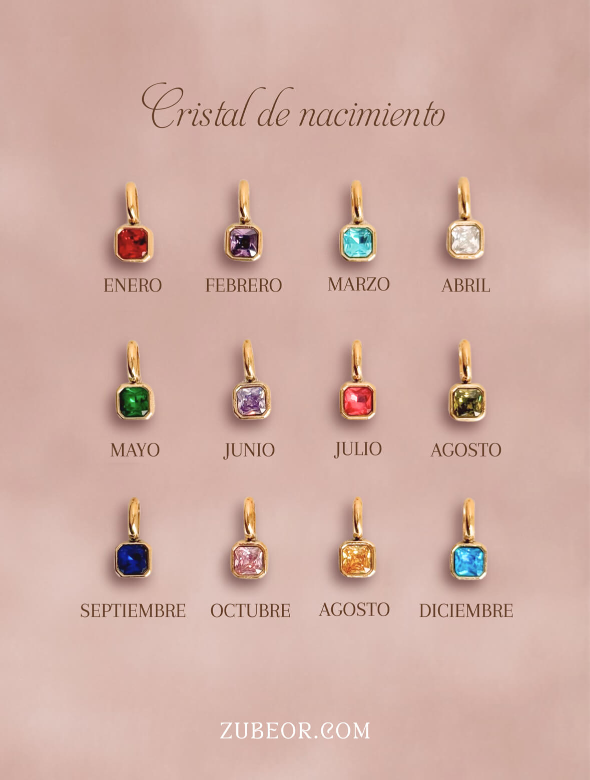 Cadena cristal de mes cuadrado 2