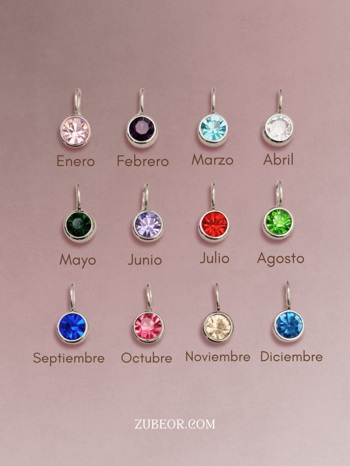 Cadena cristal de mes (dije grande) 5